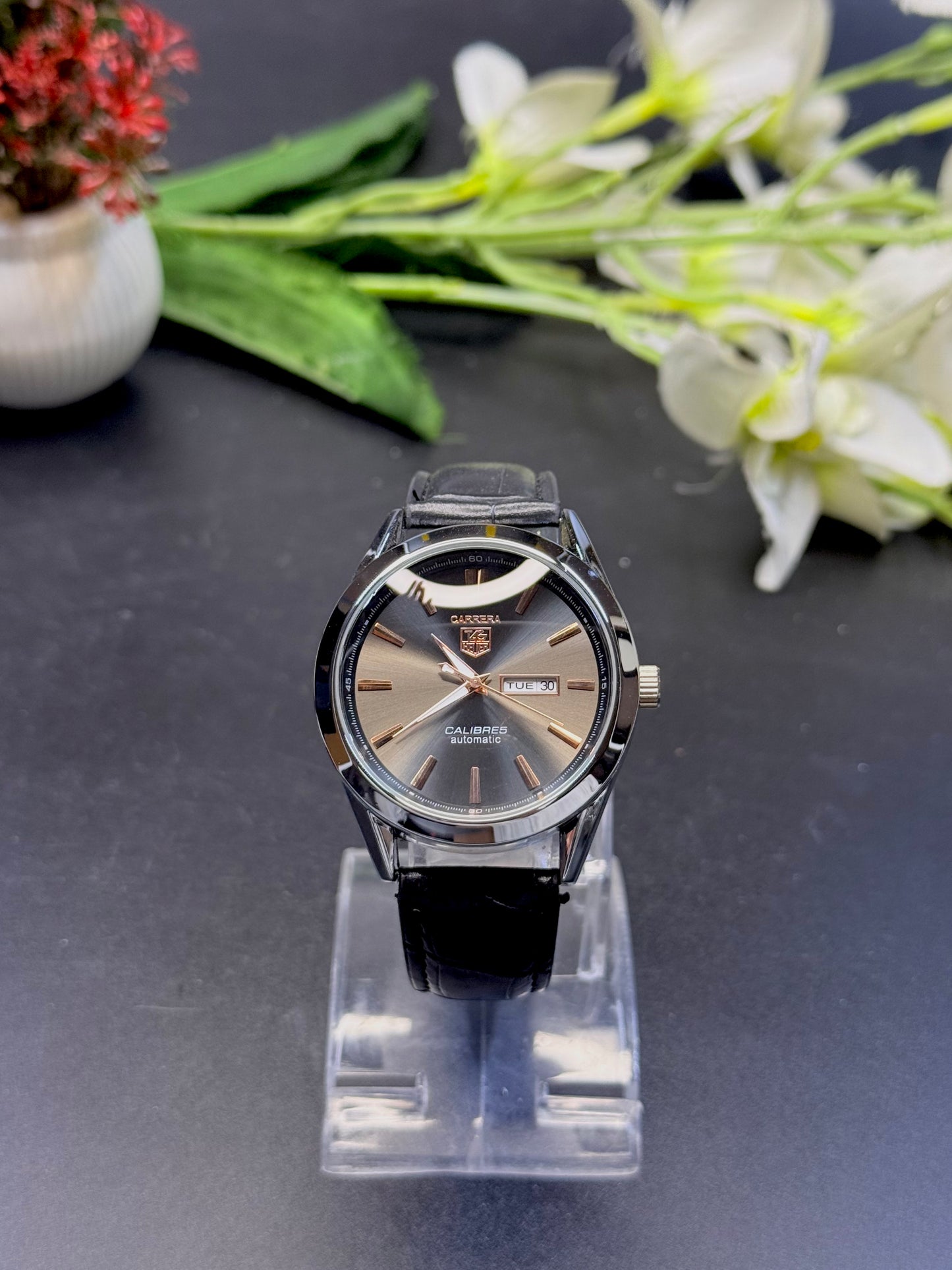 MJ Black Leather Carrera Watch – AAA Master Lock Quality