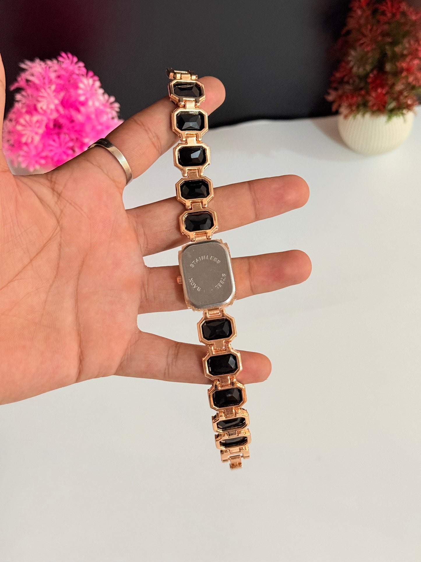 Black Stone Bracelet Watch | Ladies Watch