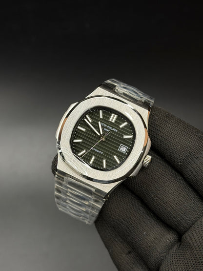Luxury 40mm Automatic Wrist Watch with Date – Green Textured Dial