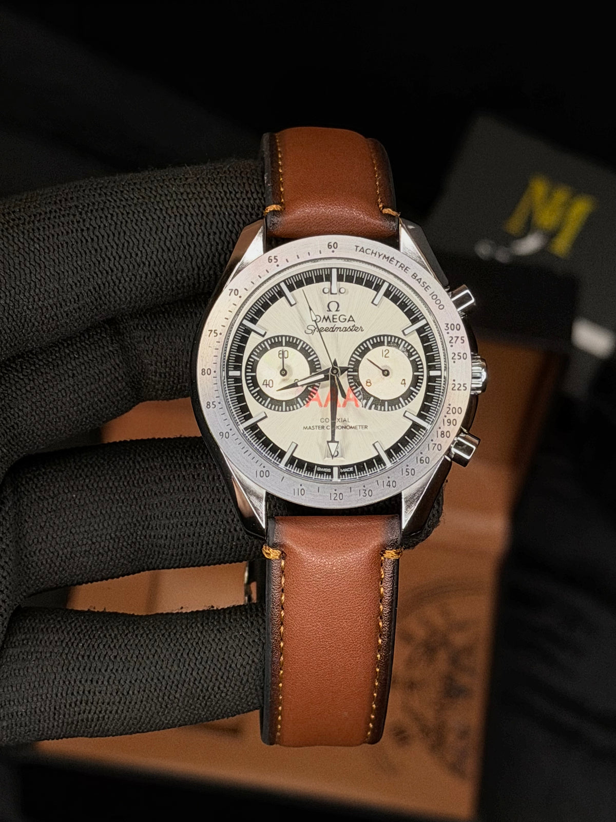 Speedmaster 1957 Homage Dual-Dial Chronograph Men's Watch – Genuine Leather Strap - MJ Store