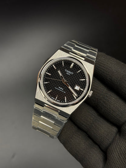 40mm PRX Style Automatic Watch – Black Textured Dial | Integrated Bracelet