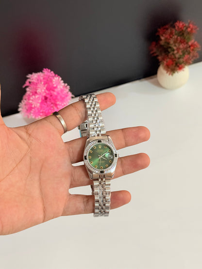 Ro-lex Date-Just Diamond Edition Green dial | Ladies Watch
