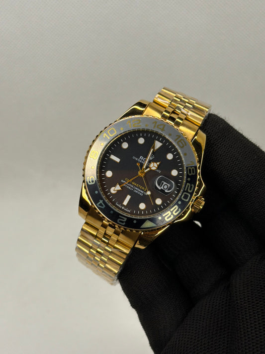 MJ Voyager Gold GMT Semi Automatic Stainless Steel Men’s Watch