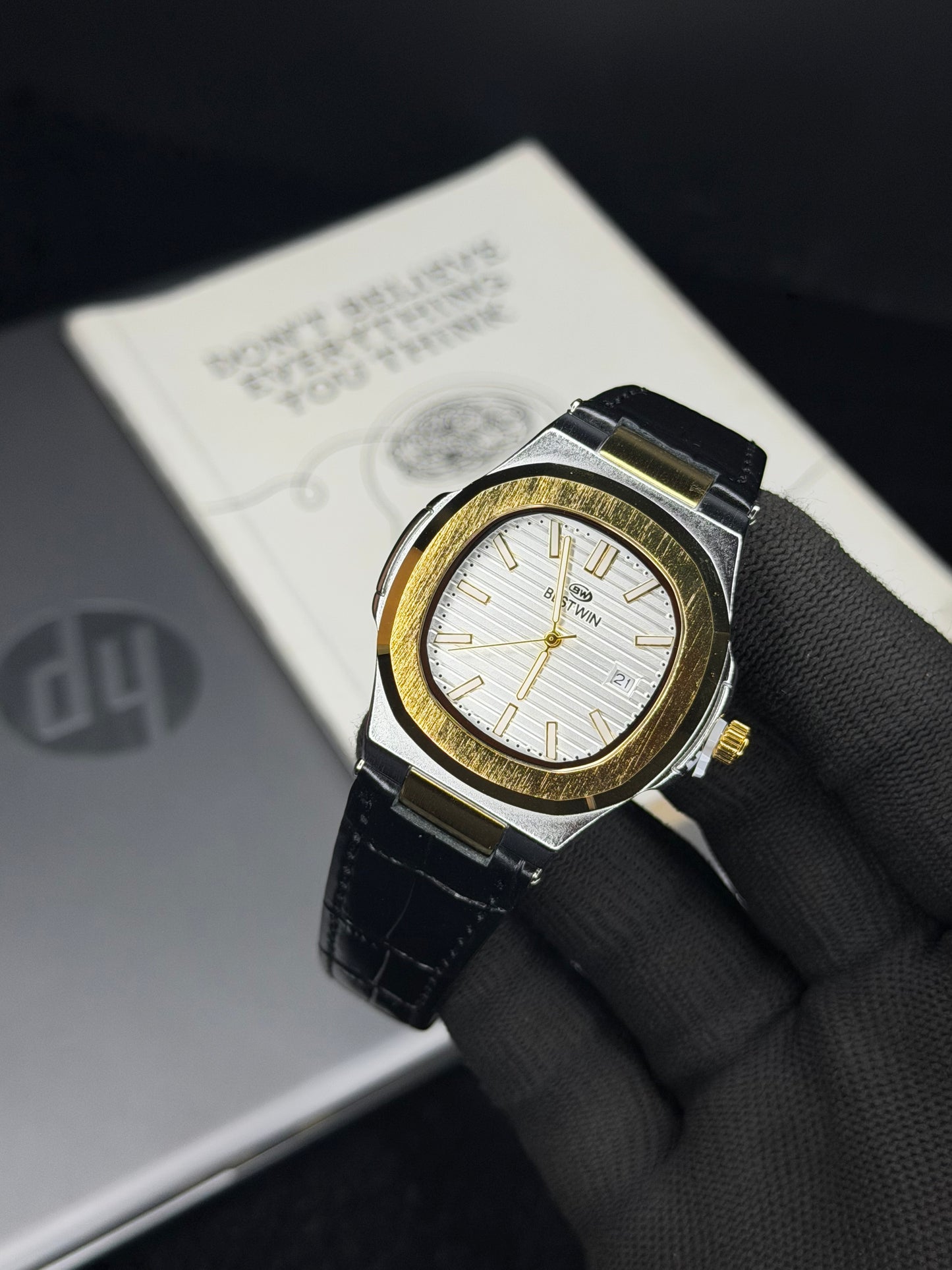 Bestwin Luxury Two-Tone Leather Men’s Watch