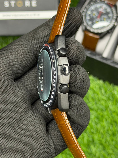 Bolaoms Tachymeter Chronograph Men’s Watch – Embossed Leather Strap | MJ Store