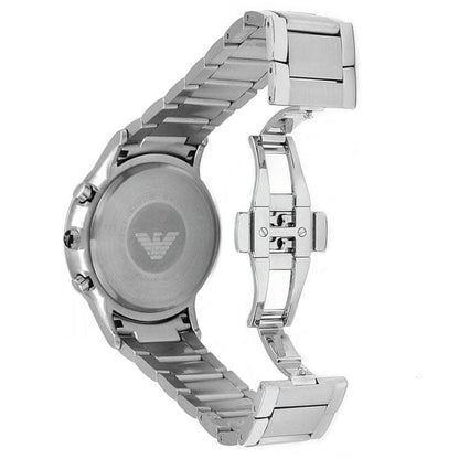 EMPORIO ARMANI Classic Silver Stainless Steel Black Dial Chronograph Quartz Watch for Gents - AR2434
