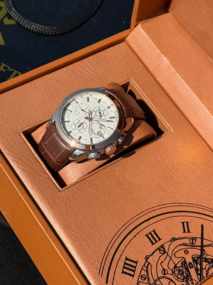 Luxury Chronograph Watch for Men | Brown Golden Edition