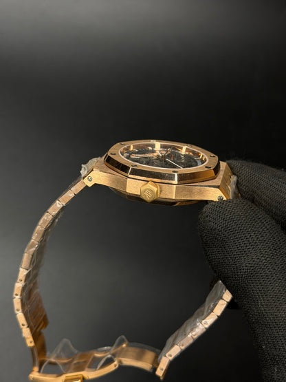 41mm Royal Oak Style Double Balance Automatic Watch – Rose Gold Openworked Dial | Integrated Bracelet