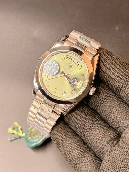 40mm Day-Date Arabic Edition Automatic Watch – Olive Green Dial | President Bracelet