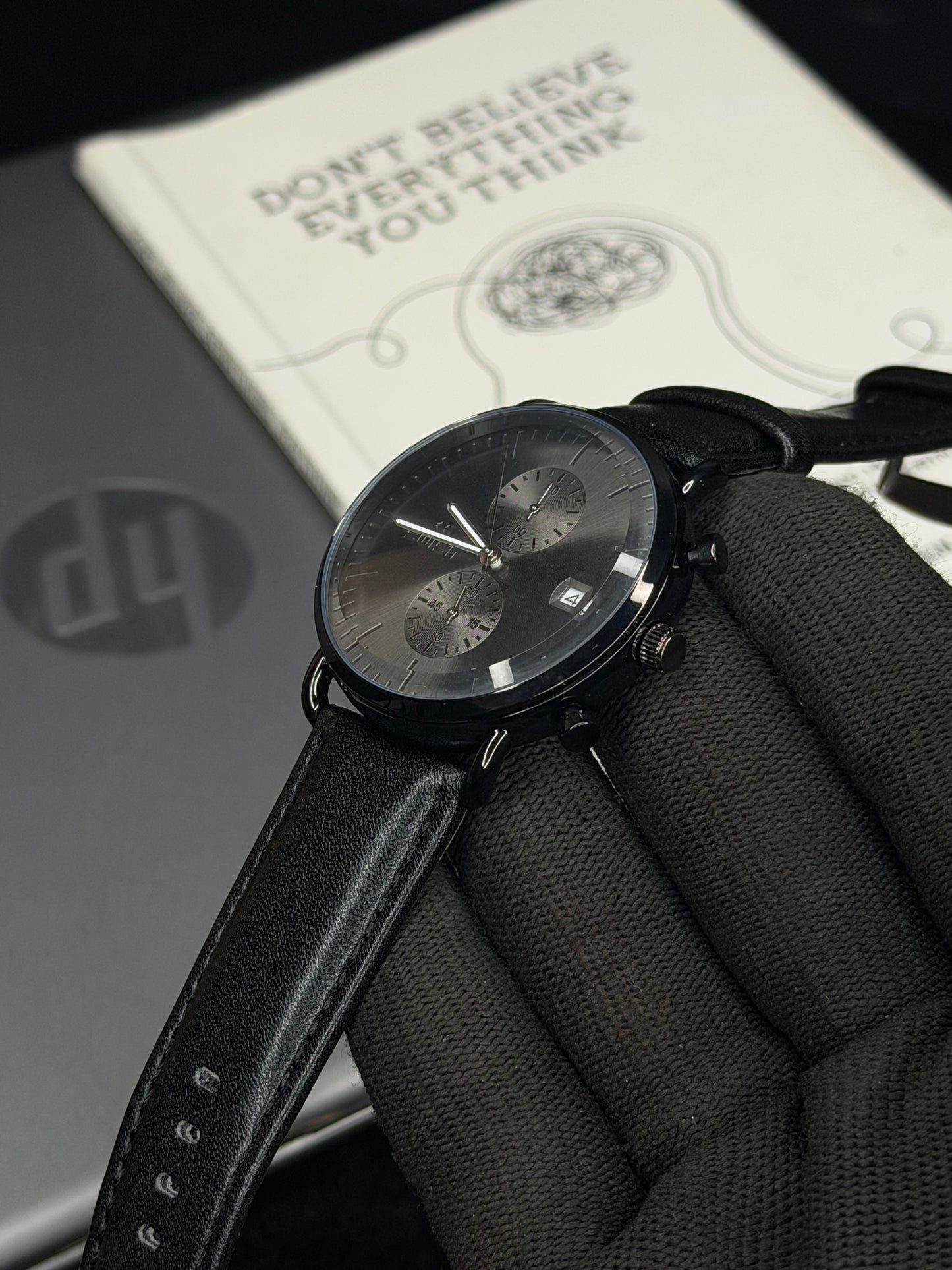 Swish Grey Black Dial Black Leather Men’s Watch