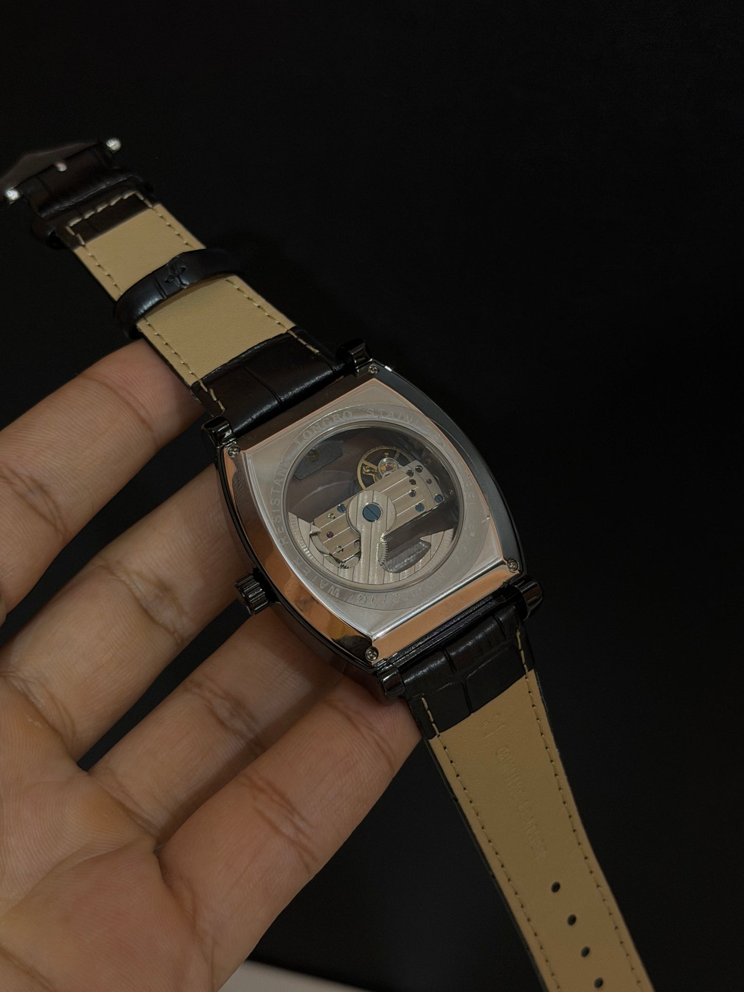 Longbo Luxury Skeleton Automatic Watch | Tonneau Case & Premium Leather Strap