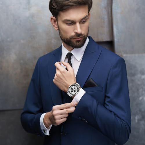 SKMEI Men's Wrist Watch Waterproof Analog Digital Chronograph LED Multi-Time Business Watch Stainless Steel