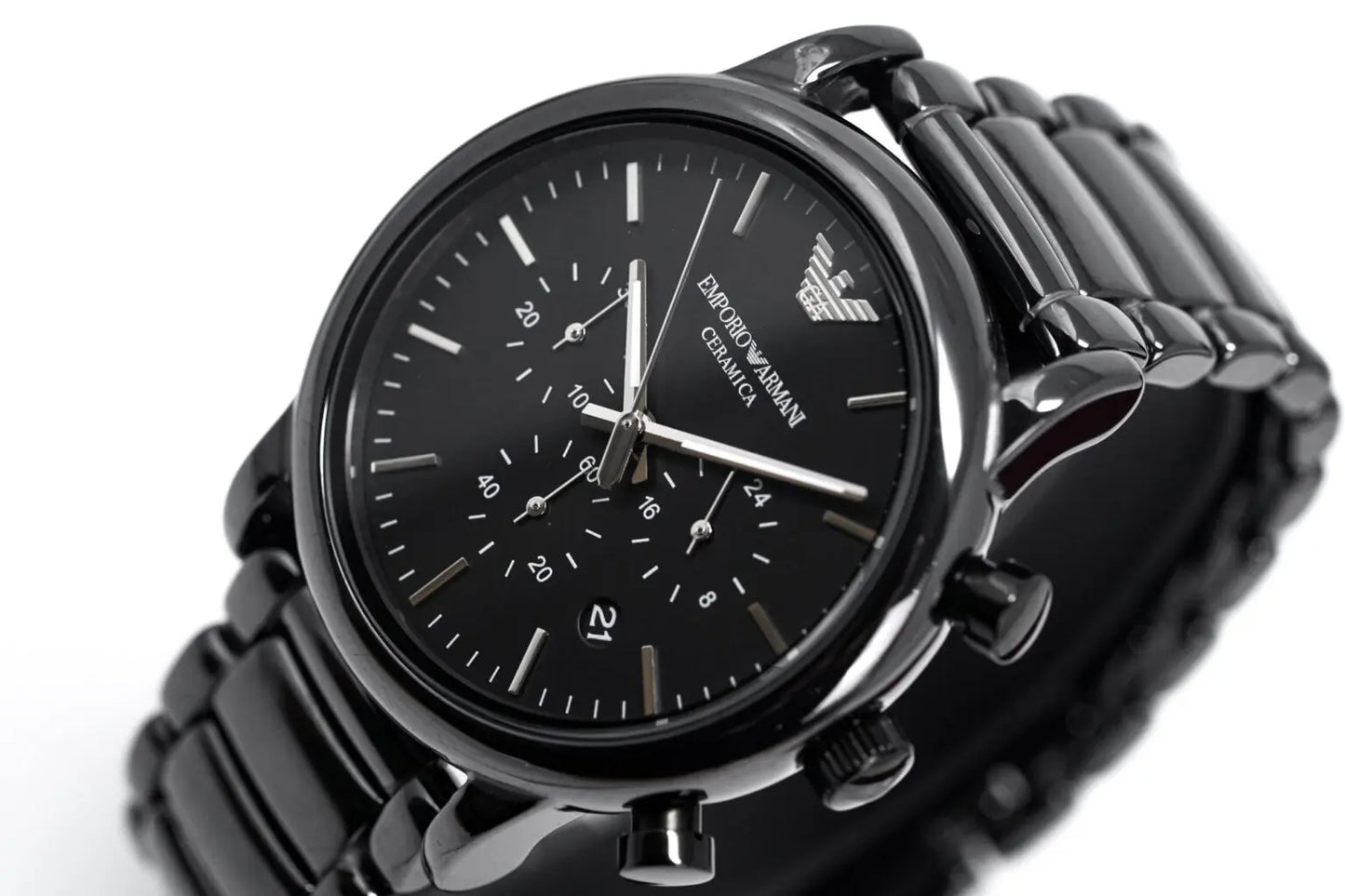 EMPORIO ARMANI Black Stainless Steel Black Dial Chronograph Quartz Watch for Gents – AR1507
