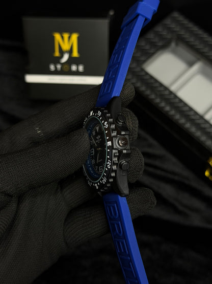 Men’s Sport Quartz Compass Watch – Matte Black Case & Rubber Strap | MJ Store