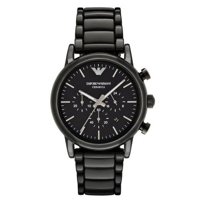 EMPORIO ARMANI Black Stainless Steel Black Dial Chronograph Quartz Watch for Gents – AR1507