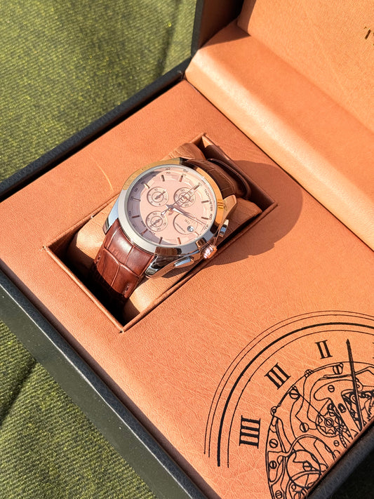 Luxury Chronograph Watch for Men | Brown Golden Edition