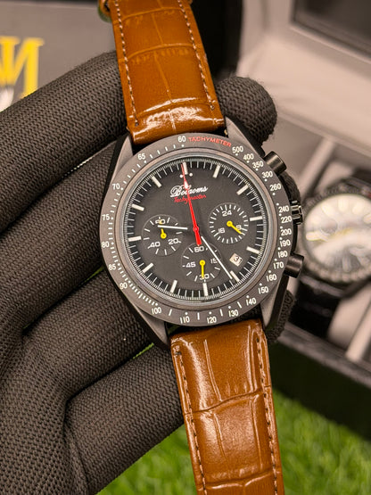 Bolaoms Tachymeter Chronograph Men’s Watch – Embossed Leather Strap | MJ Store