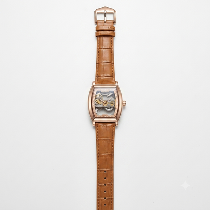 Longbo Luxury Skeleton Automatic Watch | Tonneau Case & Premium Leather Strap