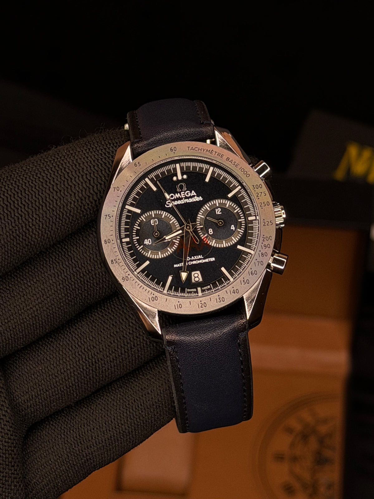 Speedmaster 1957 Homage Dual-Dial Chronograph Men's Watch – Genuine Leather Strap - MJ Store