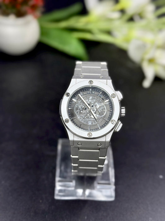Hublt Silver Chronograph Men’s Watch – Luxury Steel Edition | MJ Store