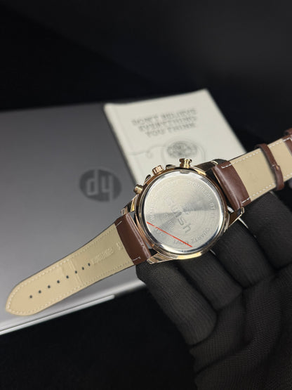 Swish Luxury Blue Dial Brown Leather Chronograph Men’s Watch