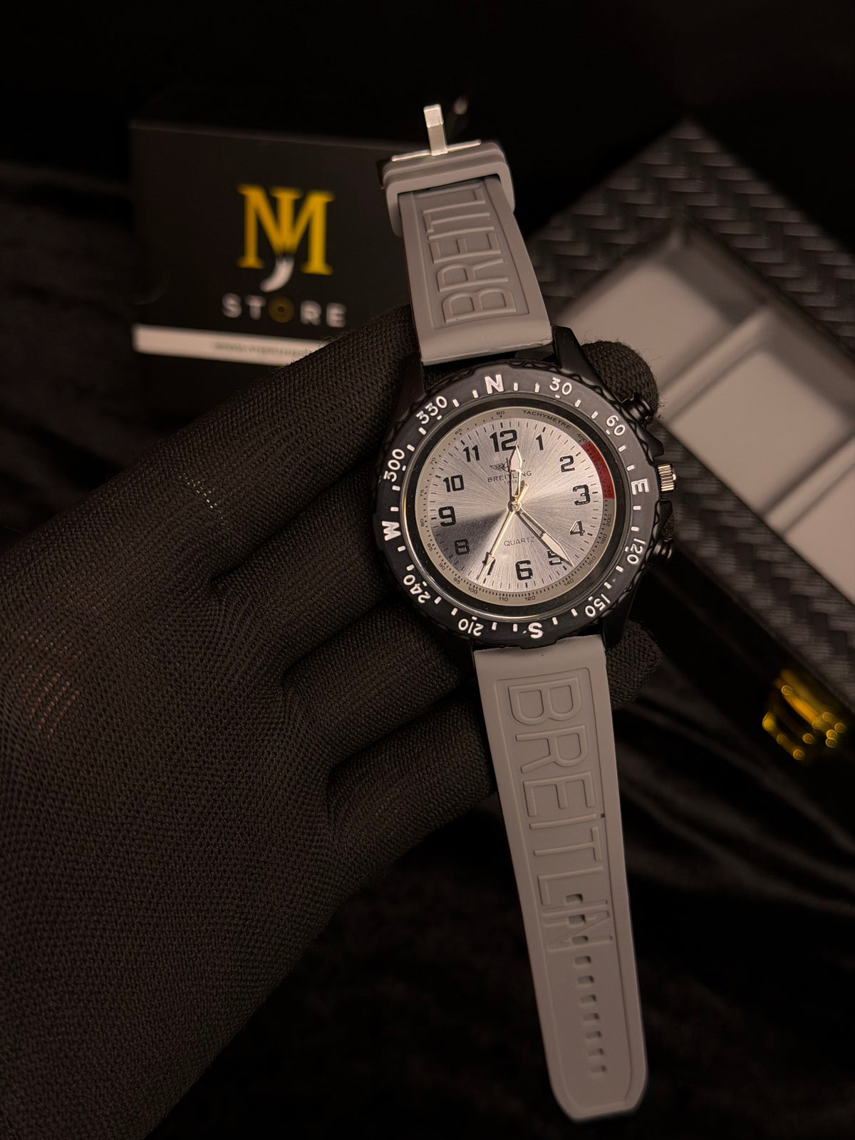 Men’s Sport Quartz Compass Watch – Matte Black Case & Rubber Strap | MJ Store