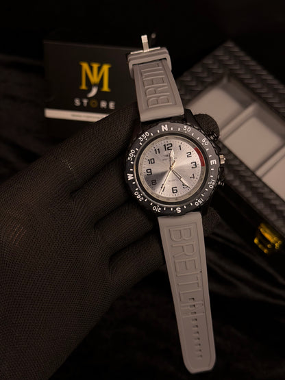 Men’s Sport Quartz Compass Watch – Matte Black Case & Rubber Strap | MJ Store