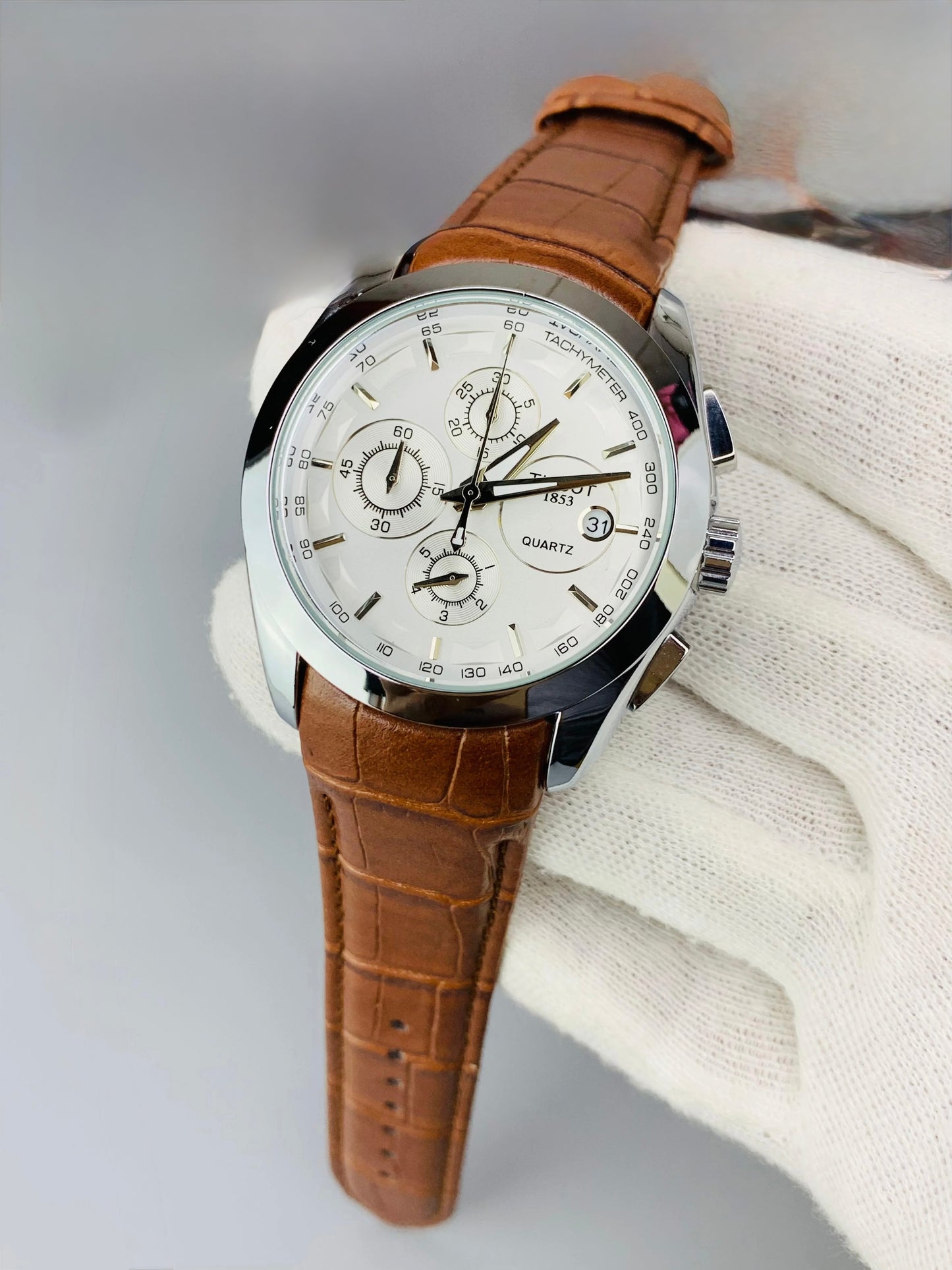 Luxury Chronograph Watch for Men | Brown Silver