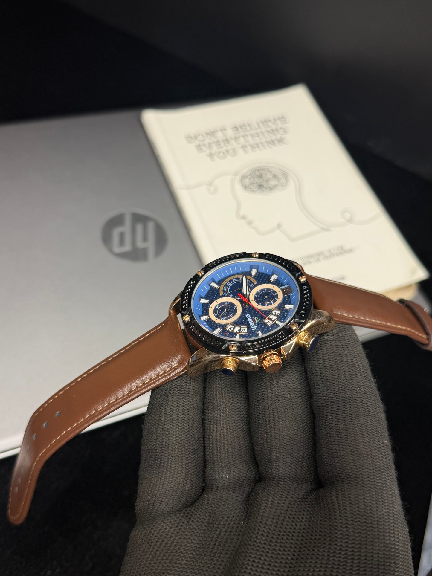 Swish Luxury Blue Dial Brown Leather Chronograph Men’s Watch