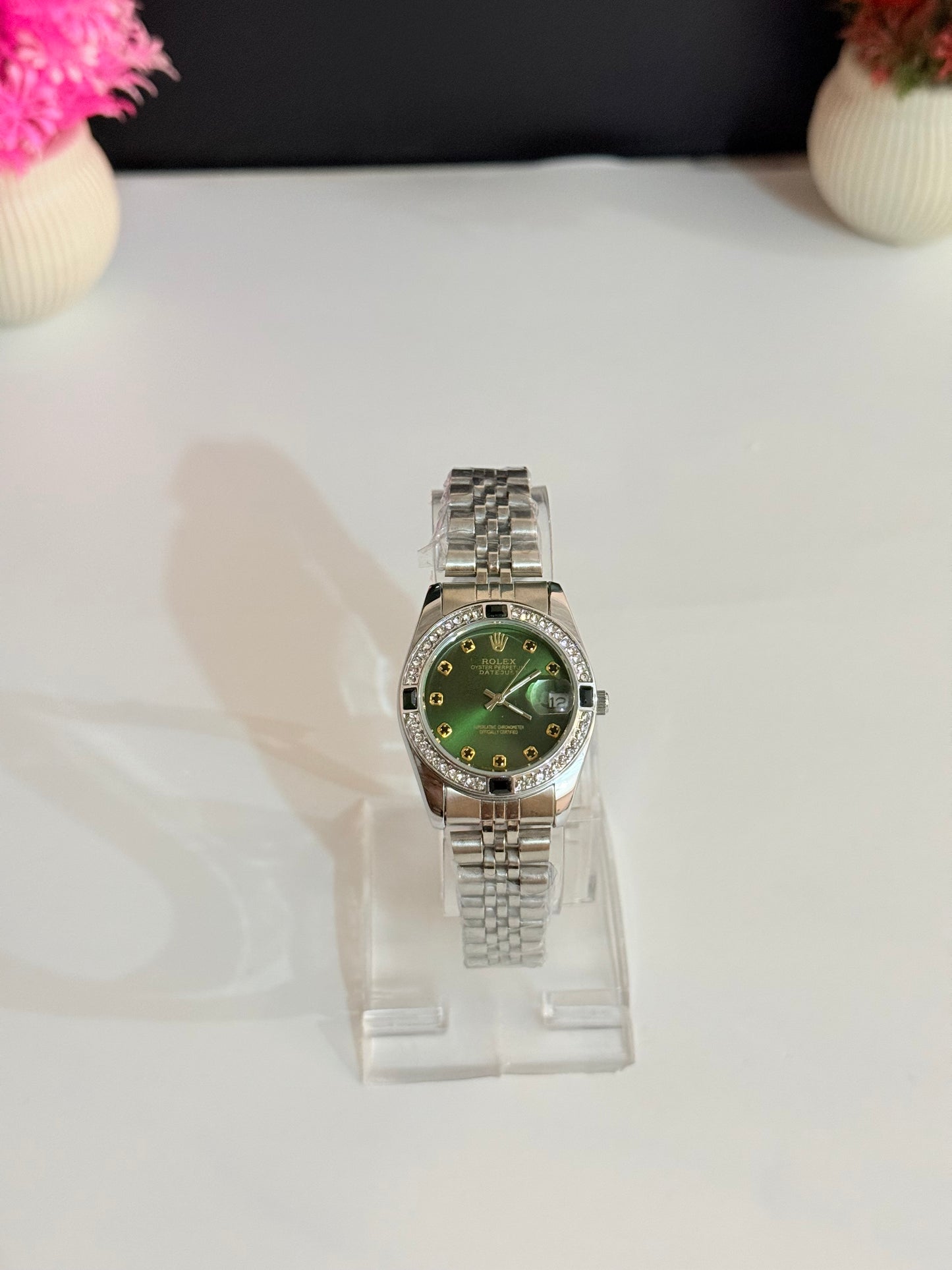Ro-lex Date-Just Diamond Edition Green dial | Ladies Watch