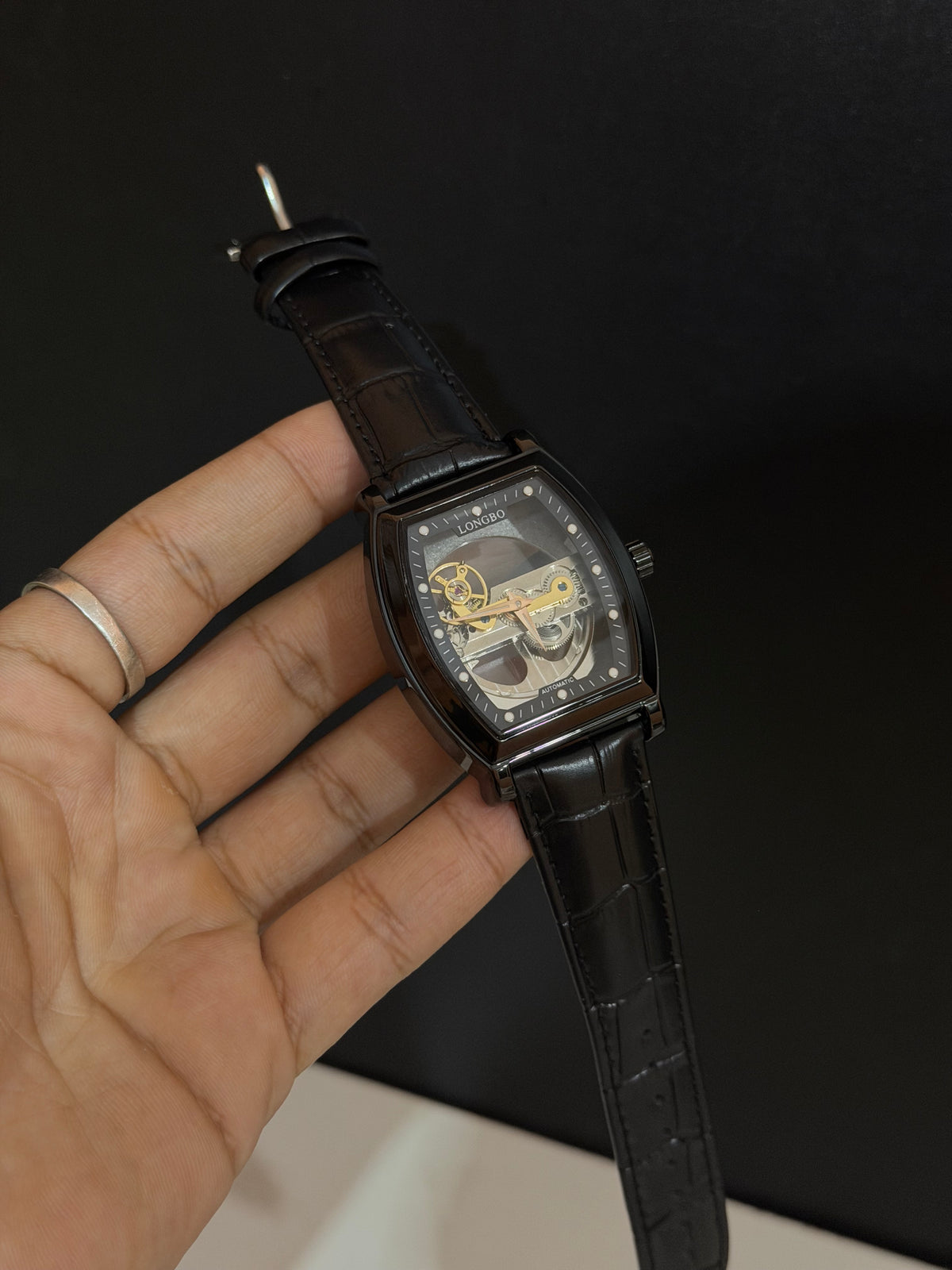 Longbo Luxury Skeleton Automatic Watch | Tonneau Case & Premium Leather Strap