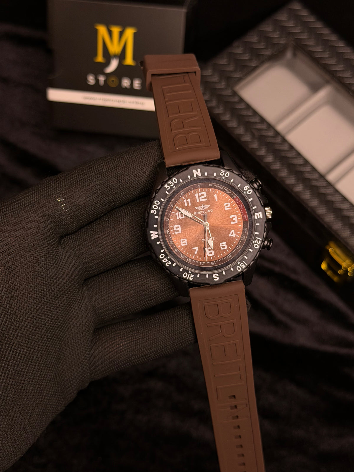Men’s Sport Quartz Compass Watch – Matte Black Case & Rubber Strap | MJ Store