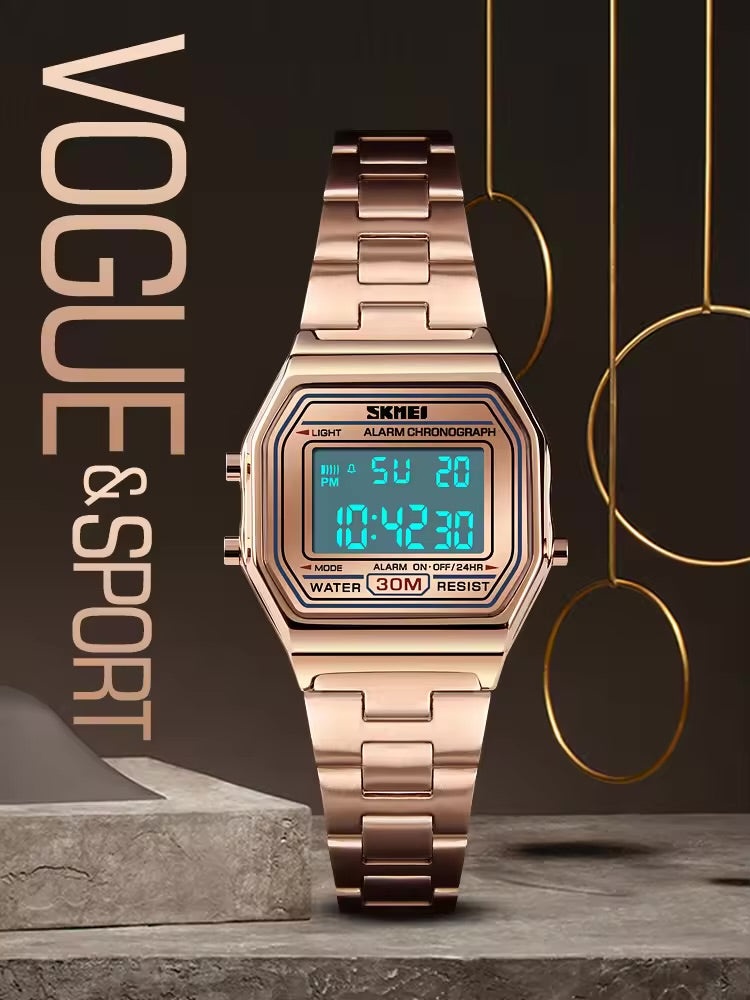 Skmei 1415 High Quality Rose Gold Sports Watch Multifunctional Digital Movt