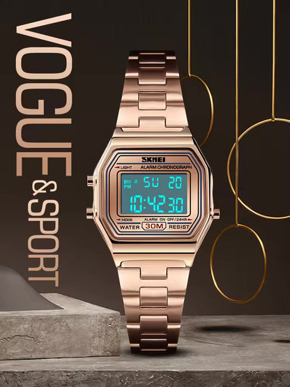 Skmei 1415 High Quality Rose Gold Sports Watch Multifunctional Digital Movt
