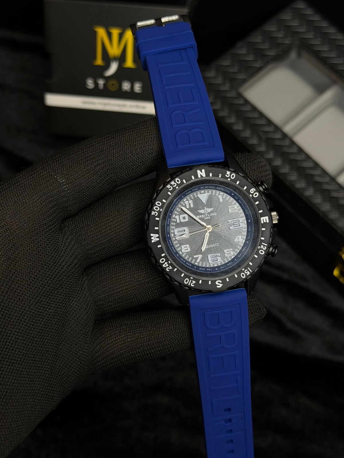 Men’s Sport Quartz Compass Watch – Matte Black Case & Rubber Strap | MJ Store