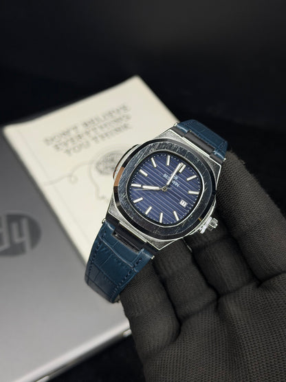 Bestwin Luxury Blue Dial Leather Men’s Watch
