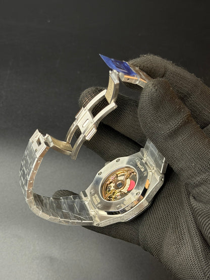 40mm Royal Oak Style Automatic Watch – Blue Tapisserie Dial | Integrated Bracelet