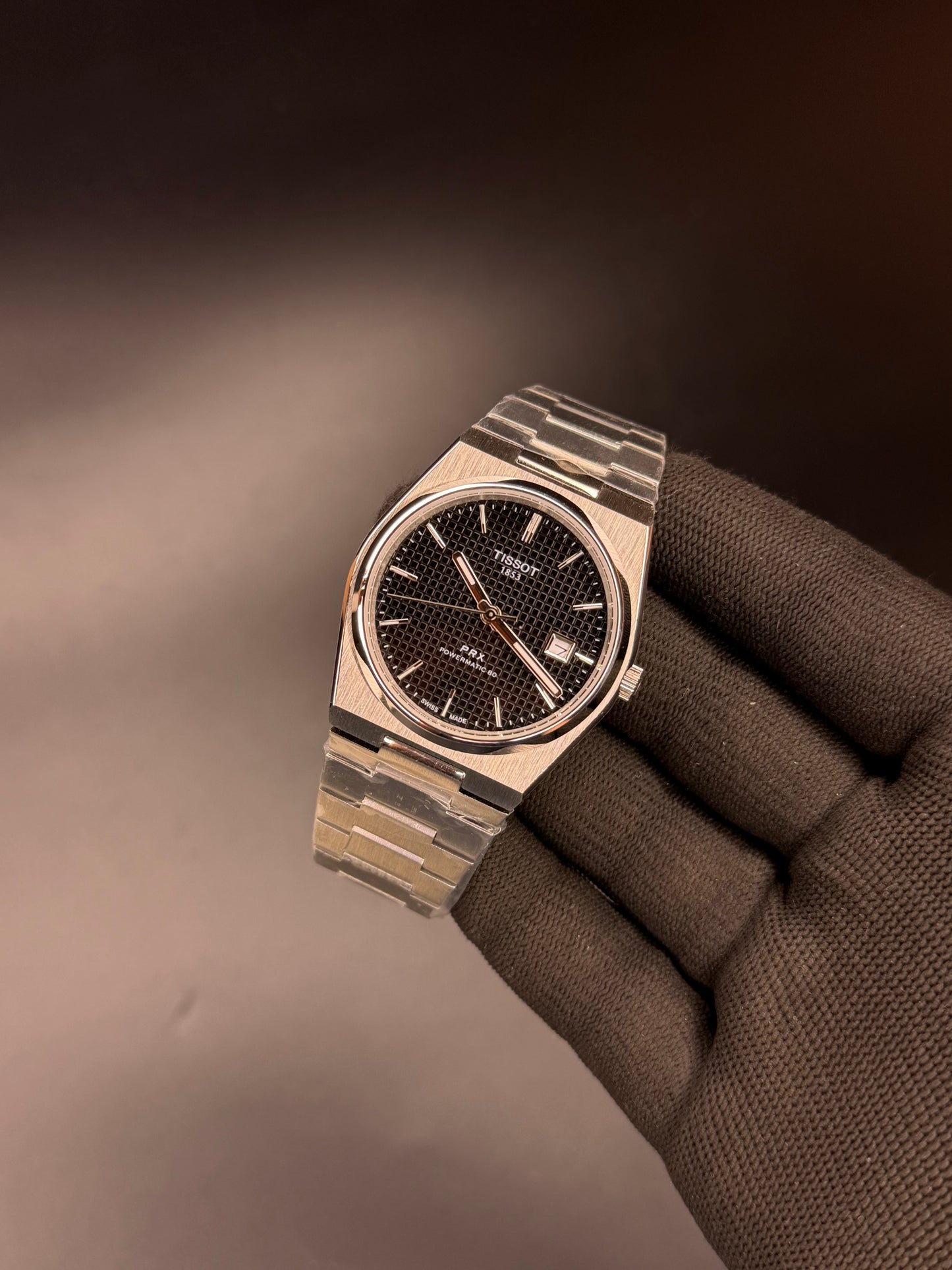 40mm PRX Style Automatic Watch – Black Textured Dial | Integrated Bracelet