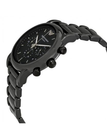 EMPORIO ARMANI Black Stainless Steel Black Dial Chronograph Quartz Watch for Gents – AR1507