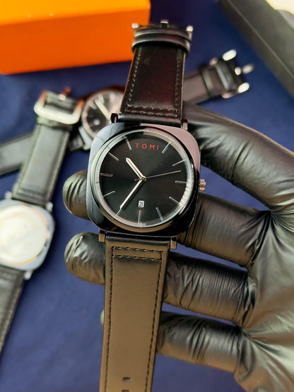 TOMI T-084 Men’s Quartz Watch with Date – Premium Leather Strap Luxury Wrist Watch for Men in Pakistan