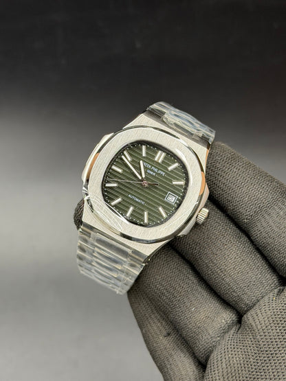 Luxury 40mm Automatic Wrist Watch with Date – Green Textured Dial