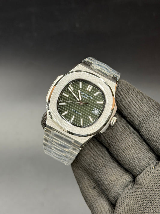 Luxury 40mm Automatic Wrist Watch with Date – Green Textured Dial