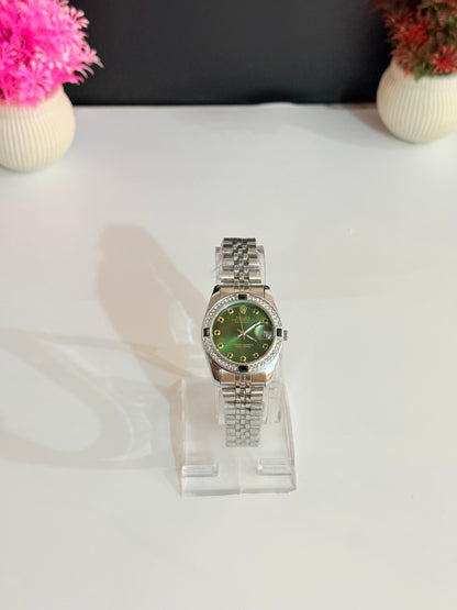 Ro-lex Date-Just Diamond Edition Green dial | Ladies Watch