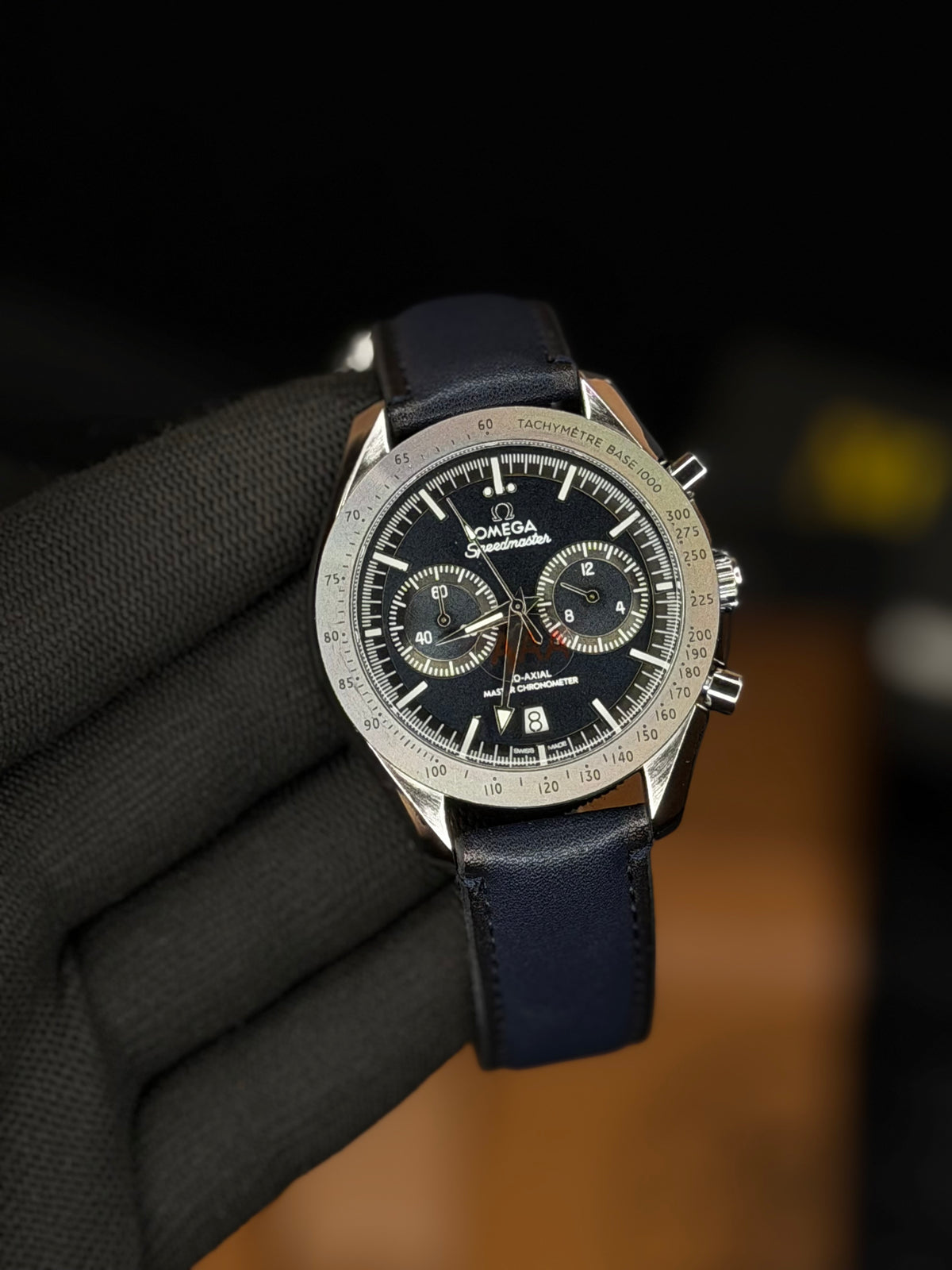 Speedmaster 1957 Homage Dual-Dial Chronograph Men's Watch – Genuine Leather Strap - MJ Store