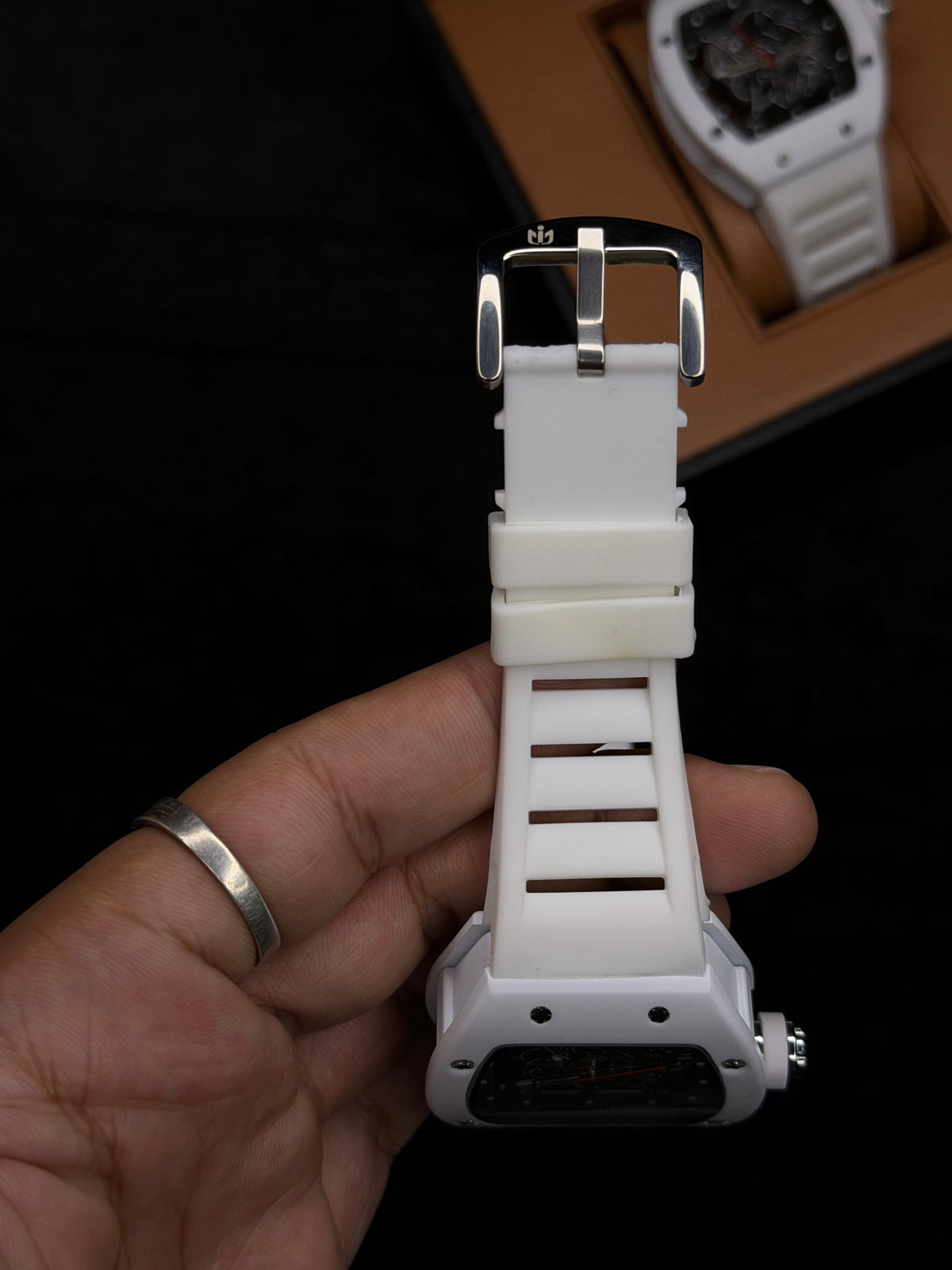 RM High Quality Skeleton Quartz Watch – White | MJ Store