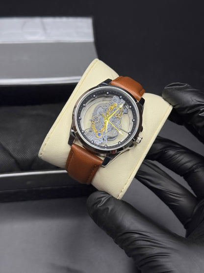 Skeleton Dial Leather Straps | Men Watch | MJ Store