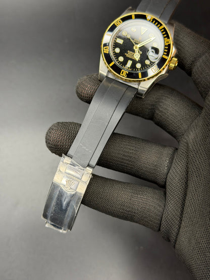 40mm Two-Tone Diver Automatic Date Watch – Black Dial | Oysterflex Style Strap