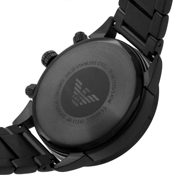 EMPORIO ARMANI Mario Black Stainless Steel Black Dial Chronograph Quartz Watch for Gents - AR11242