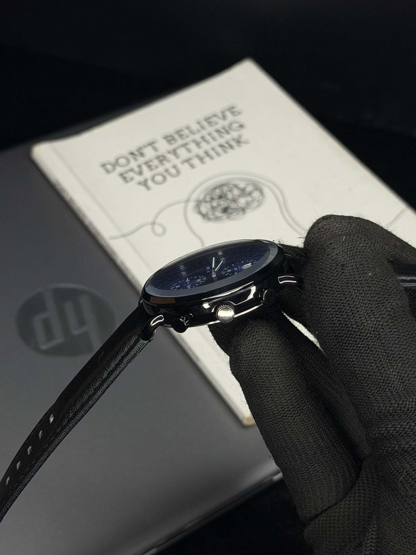 Swish Blue Dial Black Leather Men’s Watch