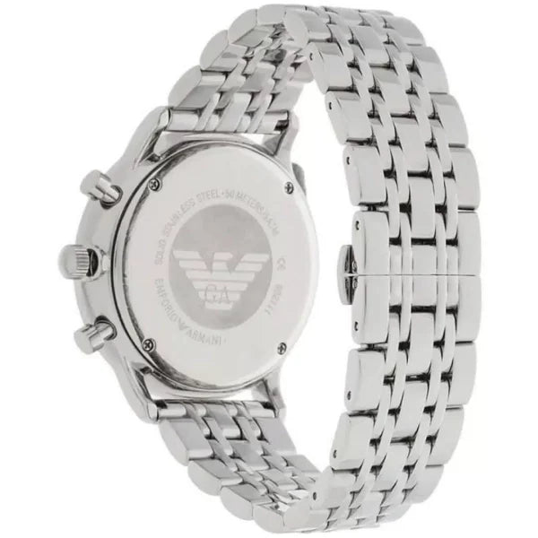 Emporio Armani Men’s Chronograph Quartz Stainless Steel Silver Dial 43mm Watch AR1933